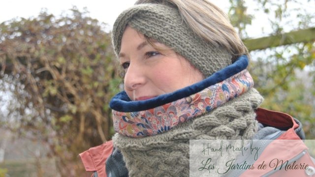 Snood triple torsade kaki