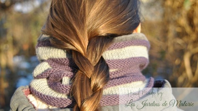Snood godron bicolore