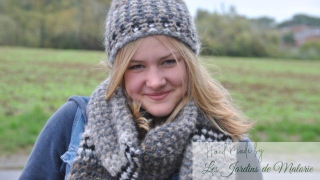 Longue écharpe "Clotilde" et bonnet en alpaga