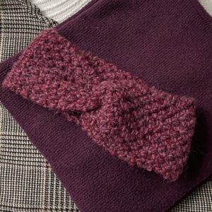 Bandeau Point de blé chiné bordeaux/rose